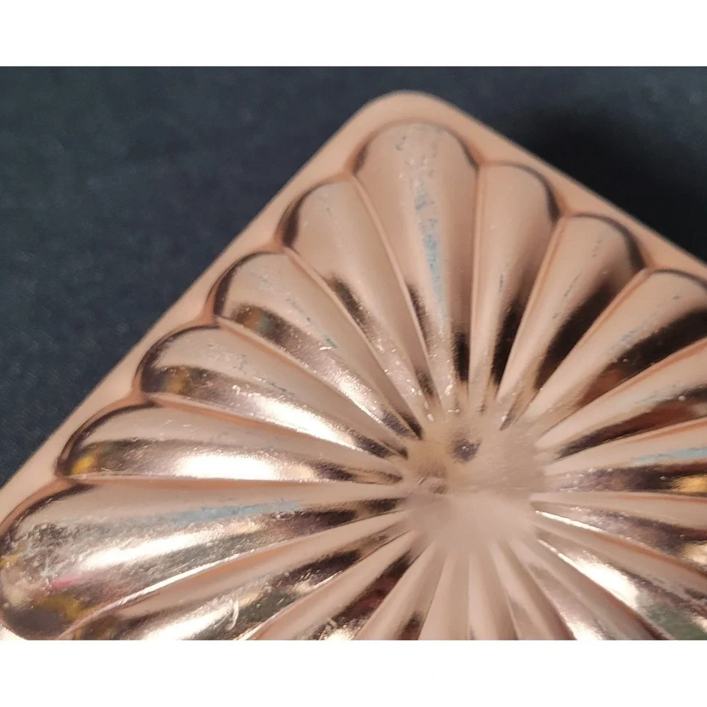 VTG 60s Copper-Tone Chrysanthemum Diamond Square Jello Mold Wall Decor